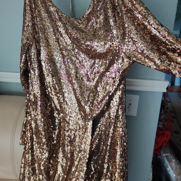 GALA Outfit Gold Sequin Maxi Dress with Wrap Skirt - Picture 4 of 7